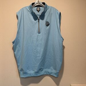 Footjoy Mens Vest XL Blue Golf Quarter Zip Logo Preppy Pullover Layering Outdoor